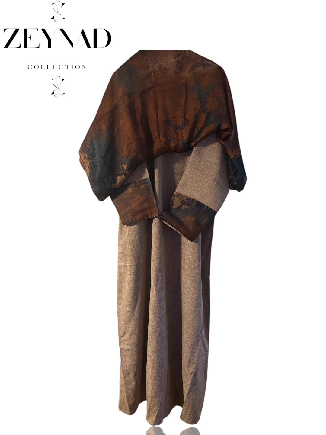 Intense pale beige-red dash matching hijab & dress set