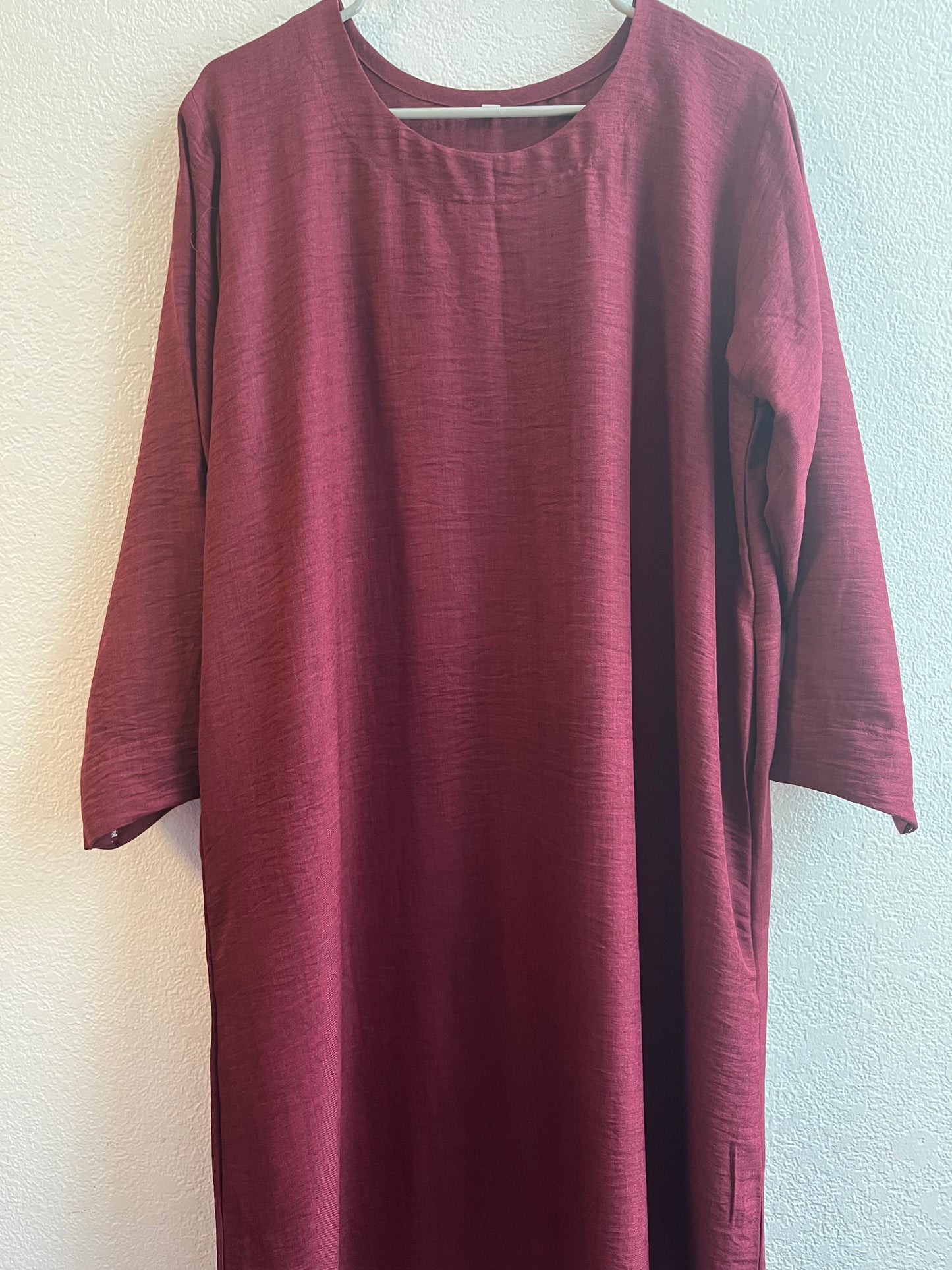 Summer Burgundy Linen Dress