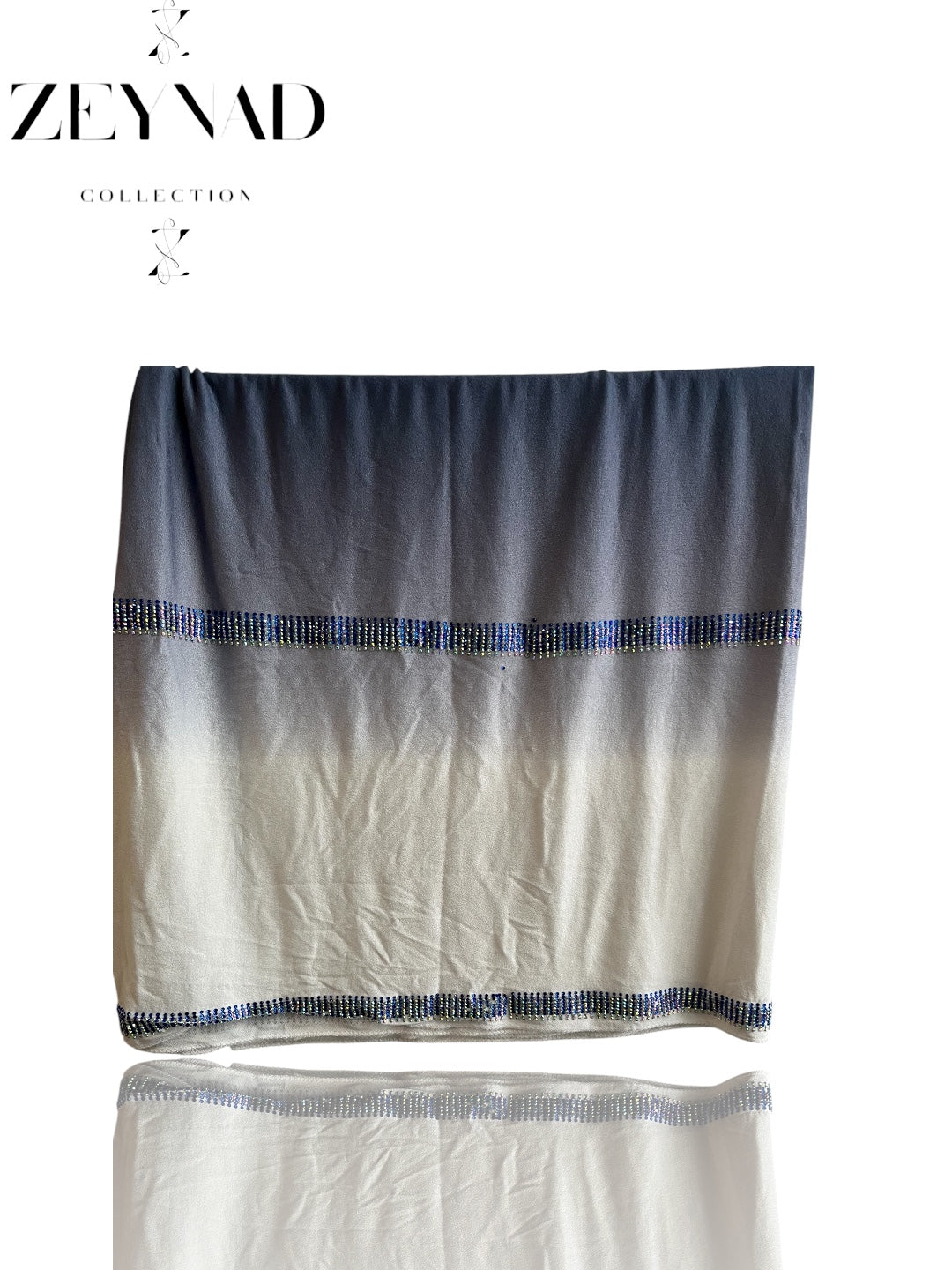Navy blue & blended white ombré jersey hijab