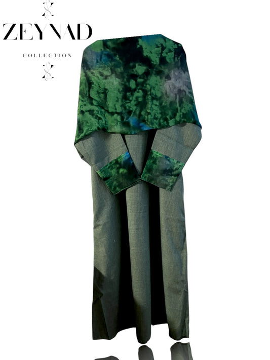 Electric green matching dress & hijab set