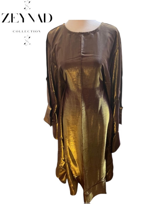 Premium Brown & Gold Butterfly Dress