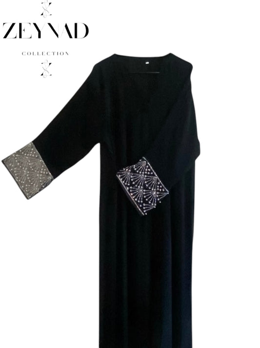 Ethereal pearl glow open Abaya