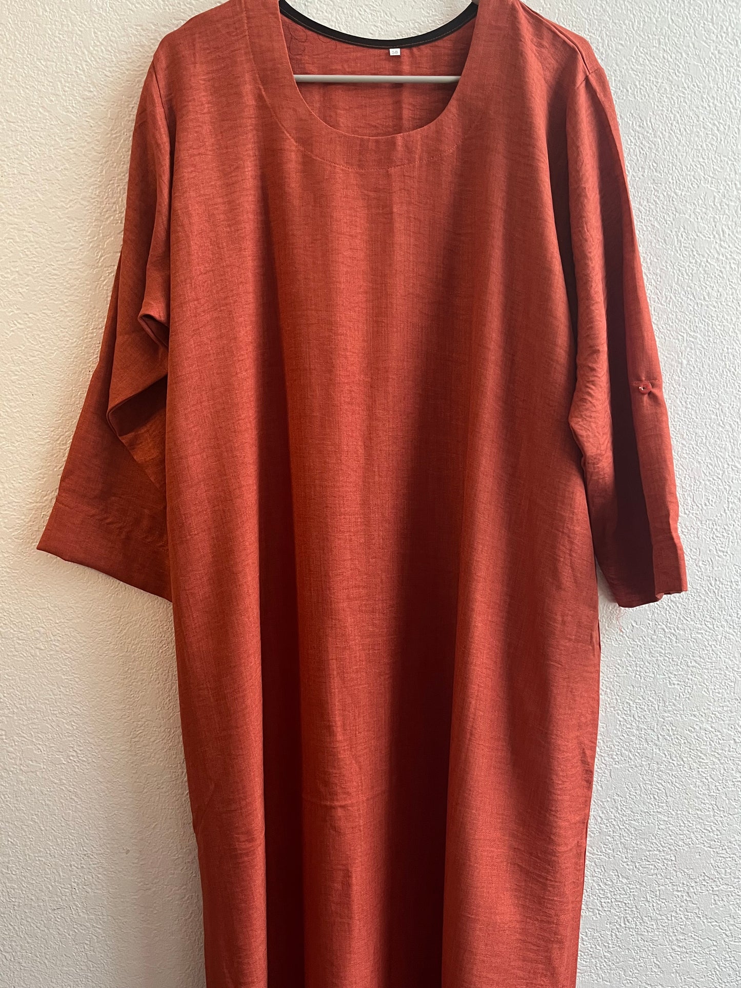 Summer Deep Orange Linen Dress