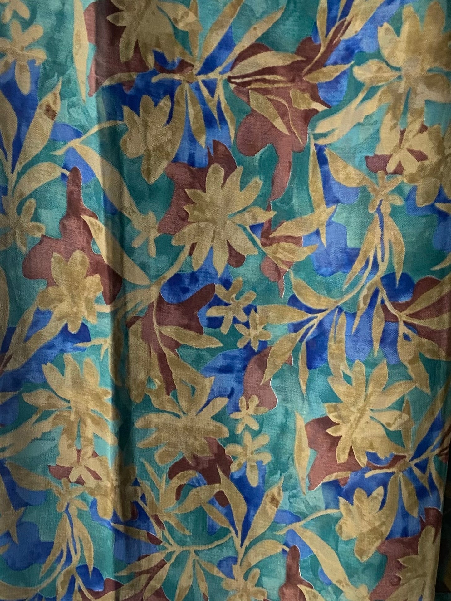 Floral blue & green garden chiffon hijab