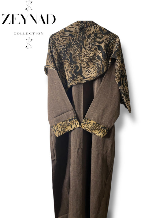 Brown mocha matching dress & hijab set
