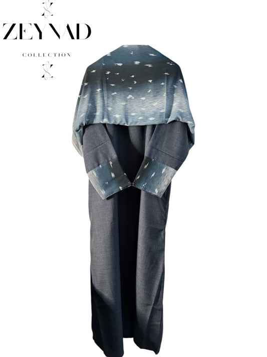 Limited edition navy azure blue fawn/deer matching dress & hijab set