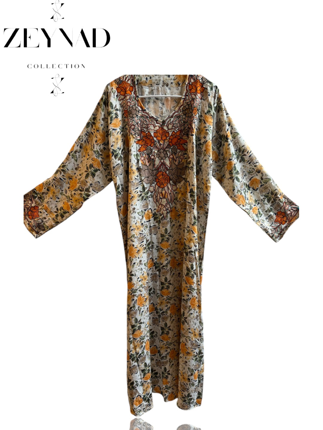 Orange Grey Flow Jalabiya dress COMES WITH FREE HIJAB