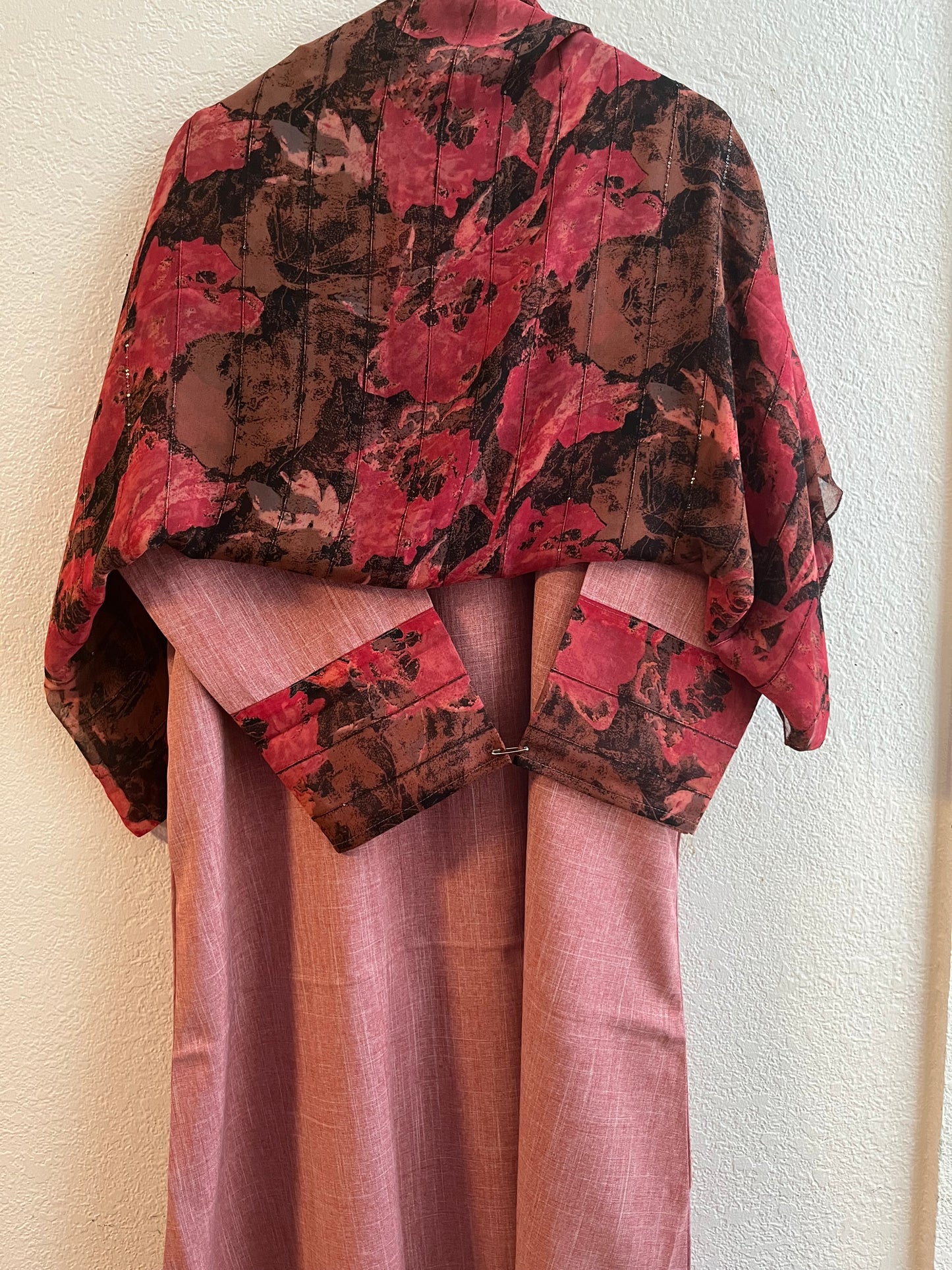 Intense Sakura pink-brown matching dress & hijab set