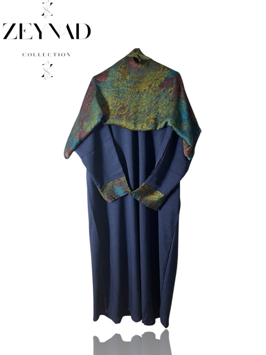 Dark Blue & Nature Flow matching dress & hijab set