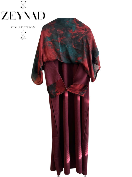 Starlight red & half blue matching dress & hijab set