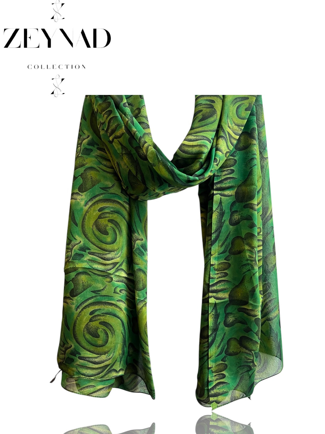Intense sun green & black swirl chiffon hijab