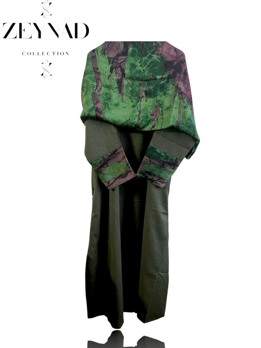 Electric green mist matching dress & hijab set