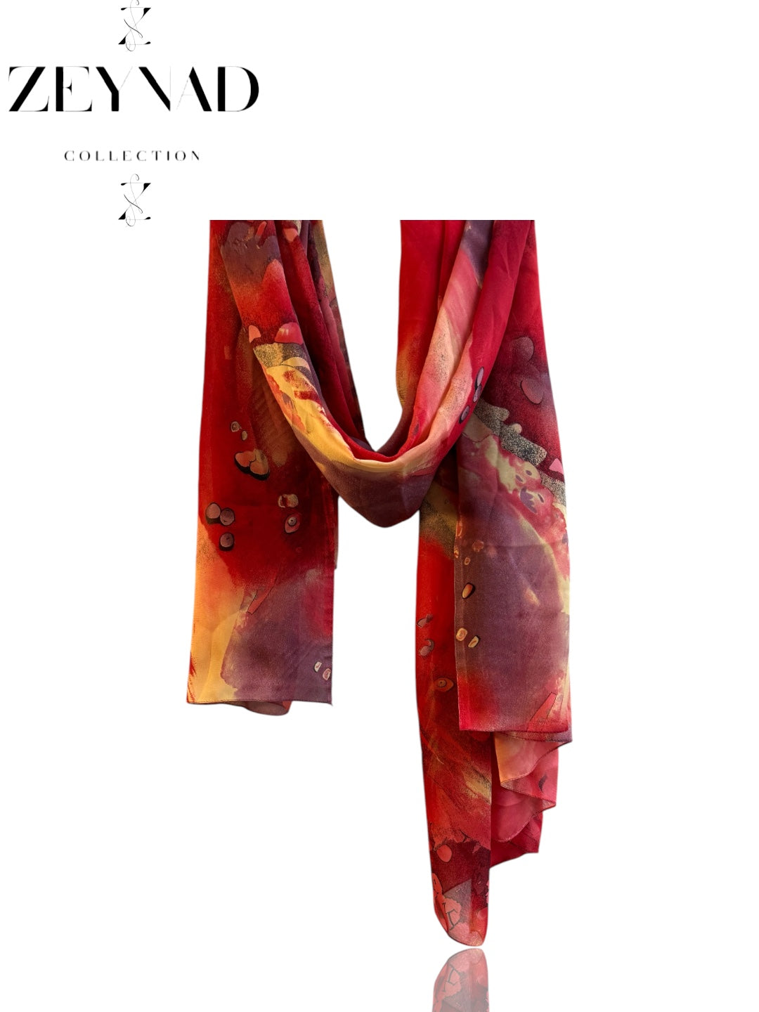 Classic Pink & Red Oceanic Glow Chiffon Hijab