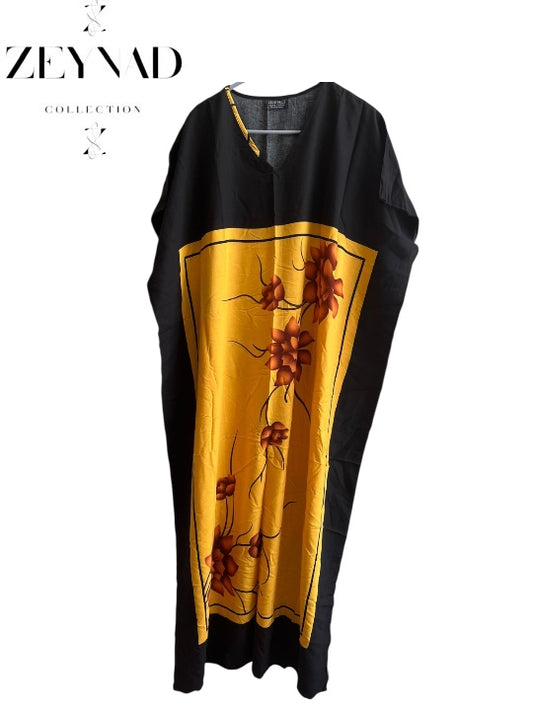 Patterned yellow & black dress