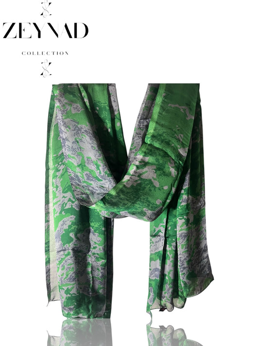 Green & Grey Camouflage Chiffon Hijab