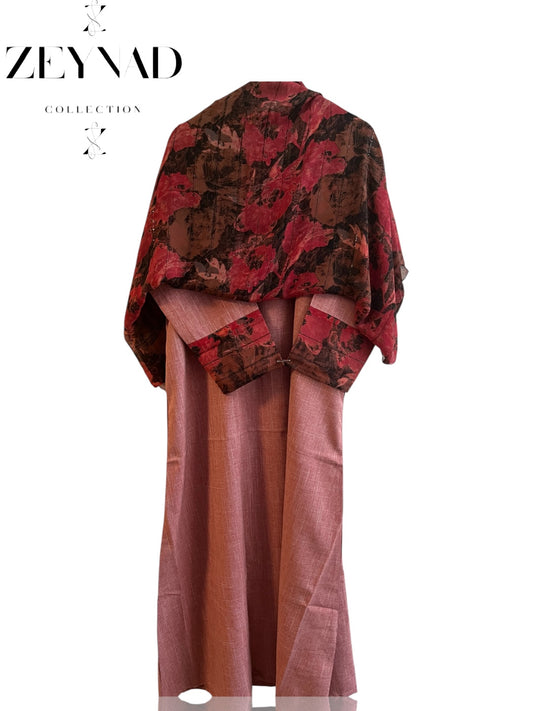 Intense Sakura pink-brown matching dress & hijab set