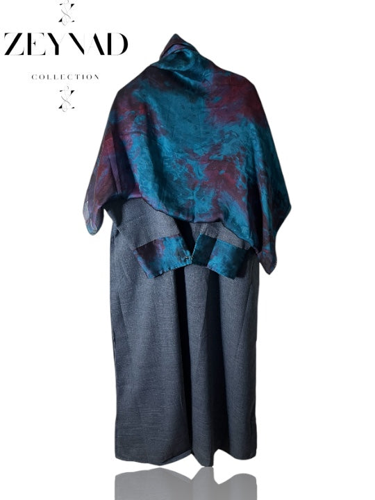 Sunset bold blue matching dress & hijab set