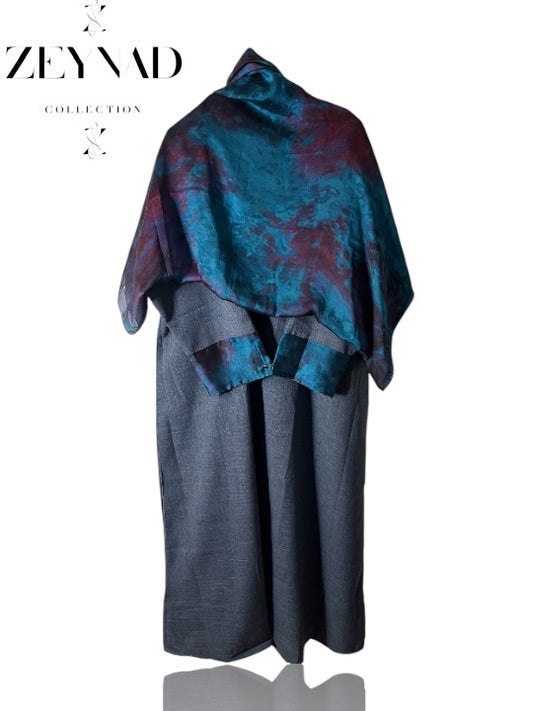 Sunset bold blue matching dress & hijab set
