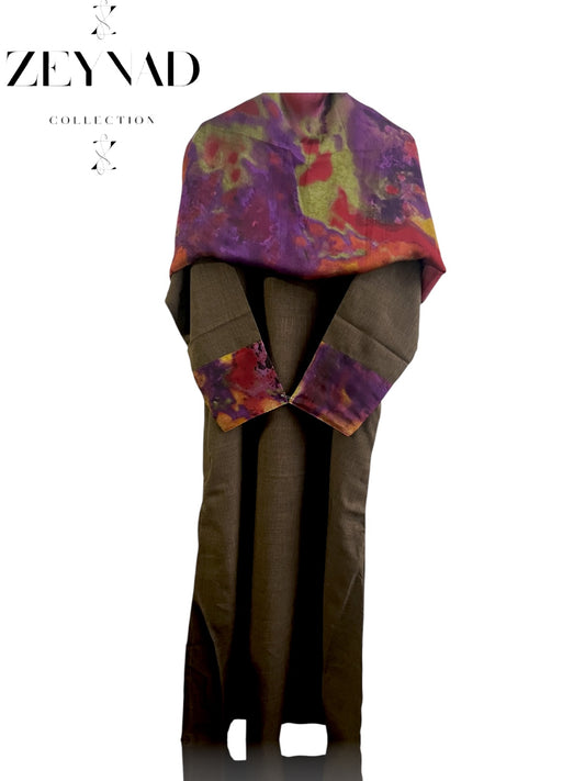 Electric mocha galaxy matching dress & hijab set