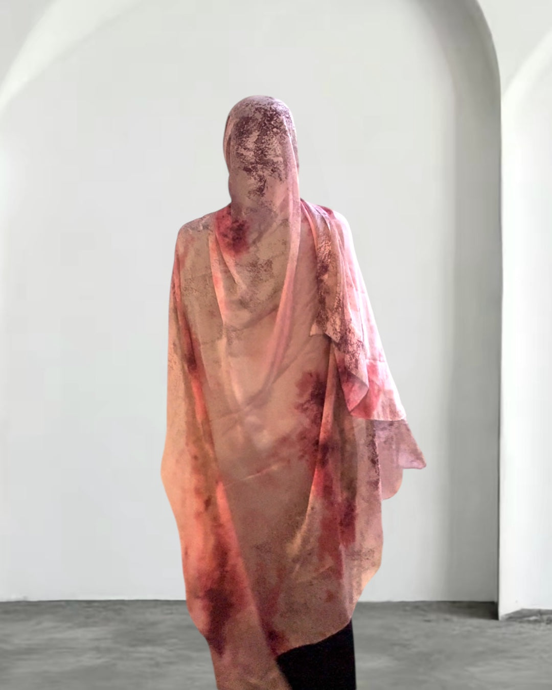 Blazing dust pink watercolor chiffon hijab
