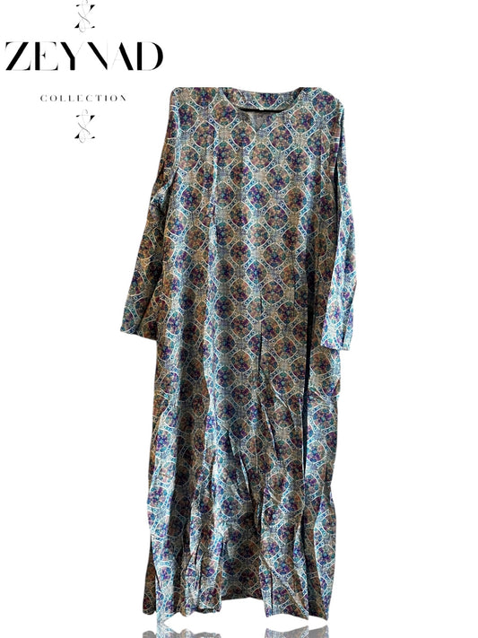 Teal Purple Flower Summer Style Dress