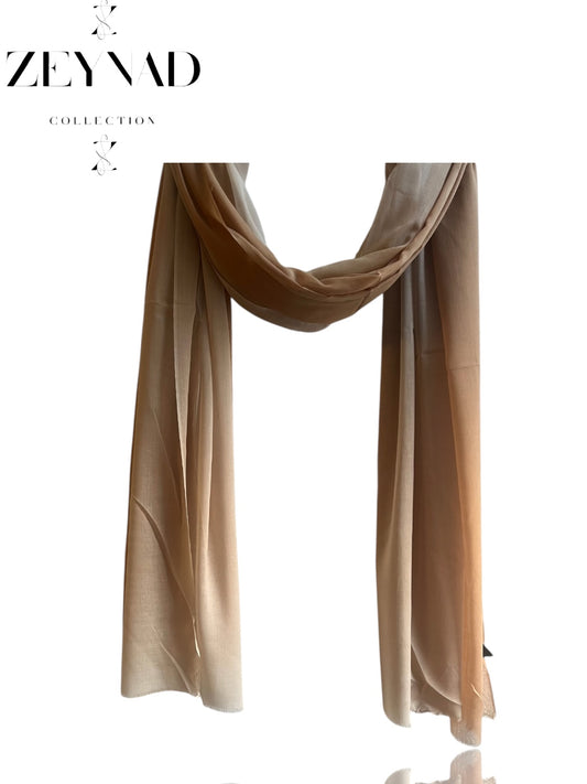 Gradient light brown & beige ombré modal hijab