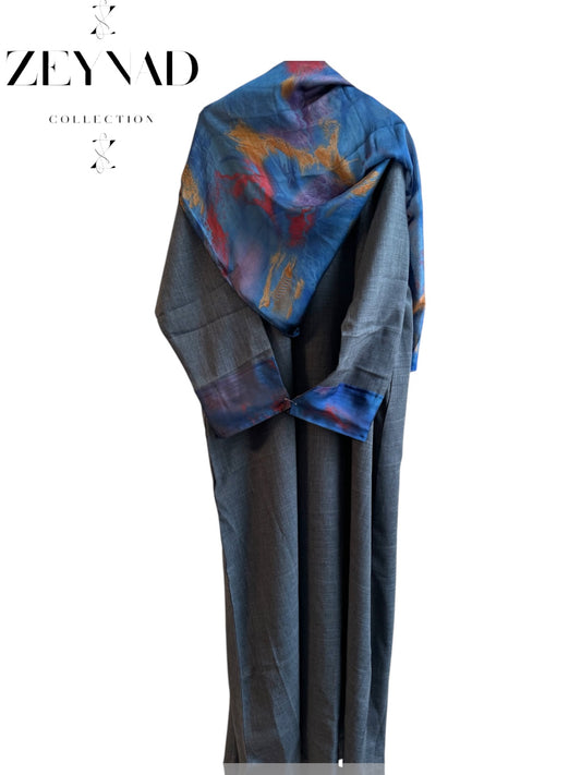 Starlight Navy blue & yellow matching dress & hijab set