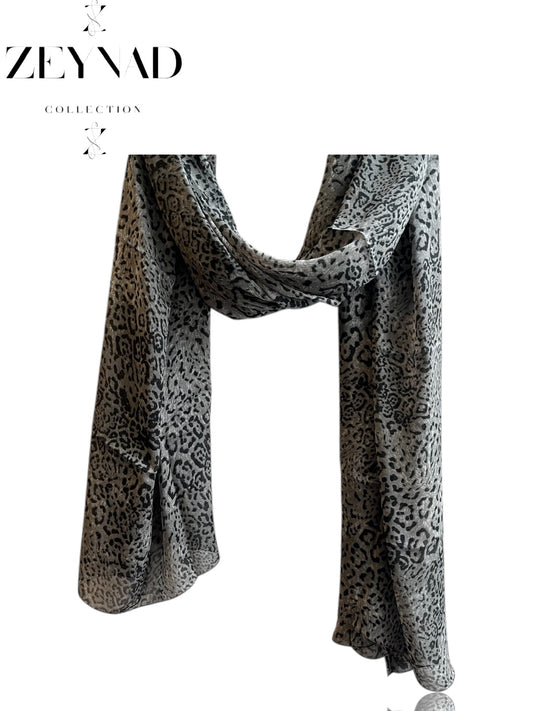 Arctic blue snow leopard print hijab