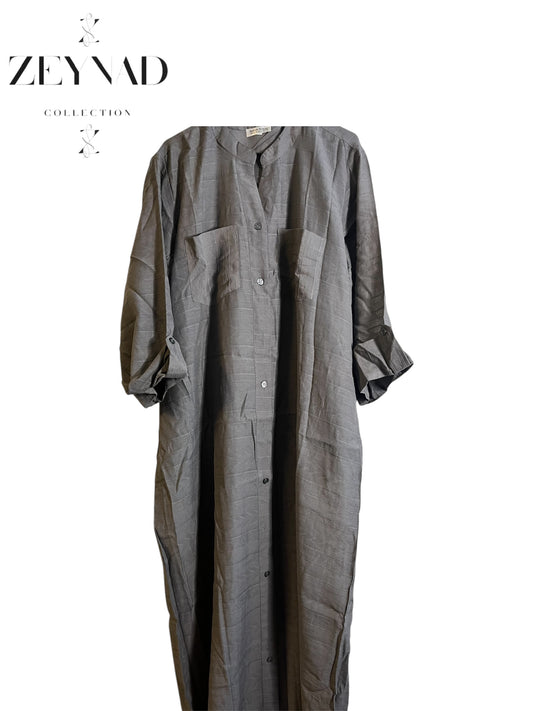 Buttoned Grey Dress