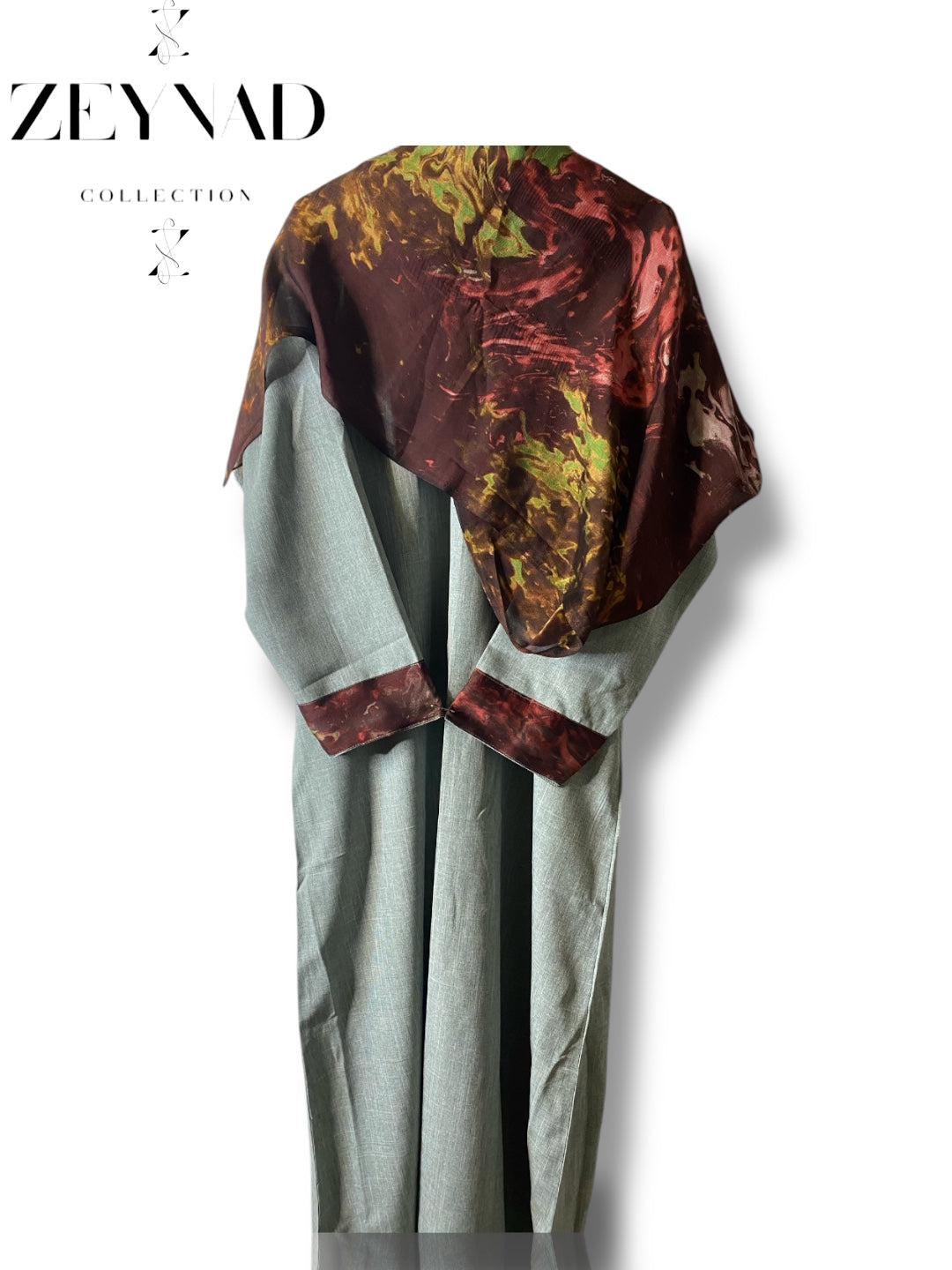 Ice blue maroon green matching dress & hijab set