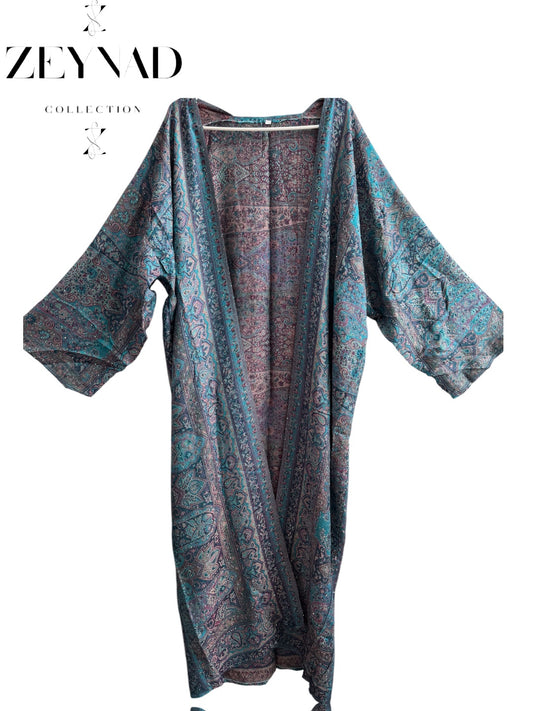 Dark blue & pink ZEYNAD pashmina Abaya