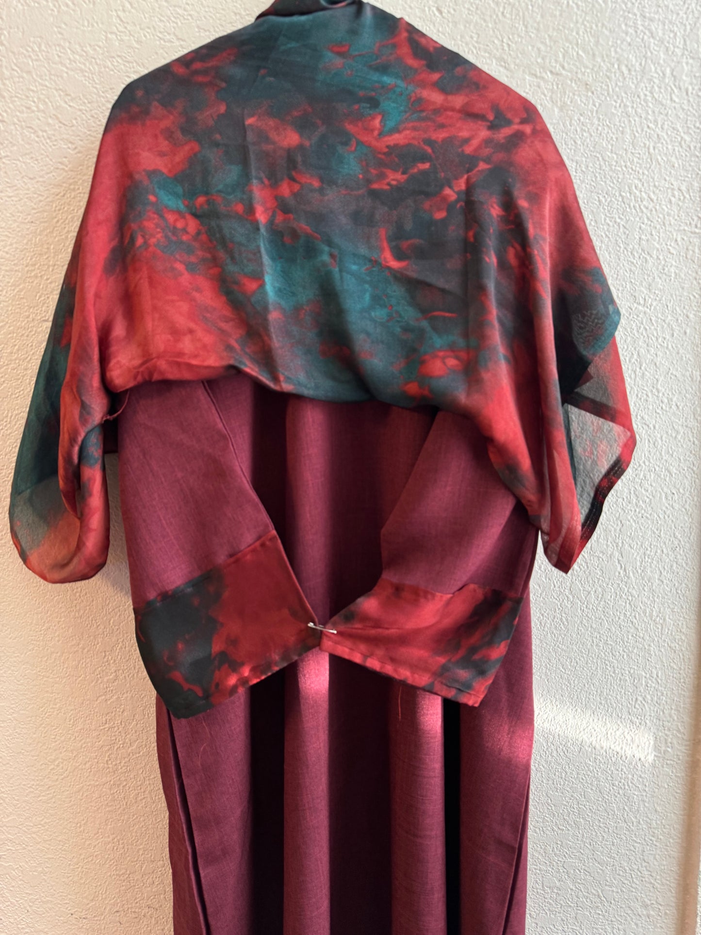 Starlight red & half blue matching dress & hijab set