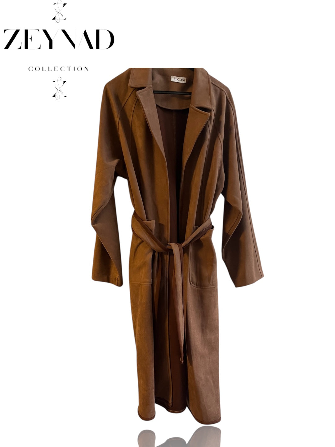 ZEYNAD Winter belted wool tailored trench coat in brown (Limited to 1)