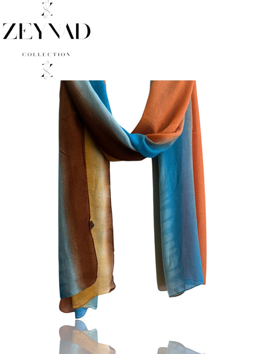 Vivid navy beige coral ombre modal