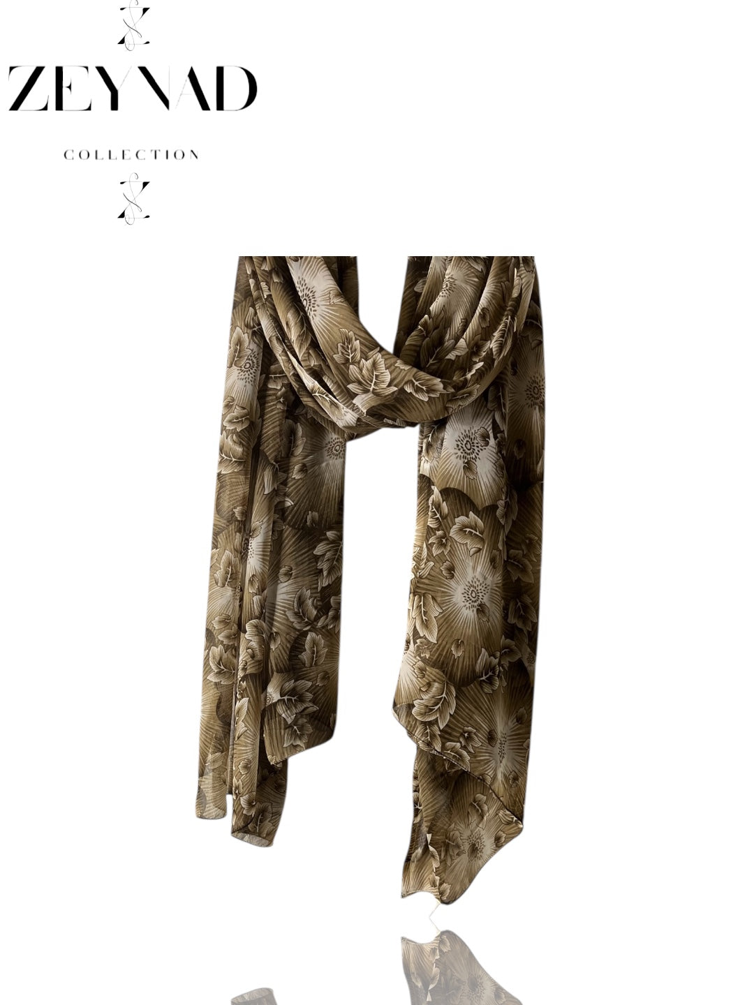 Intense vibrant floral brown mocha chiffon hijab