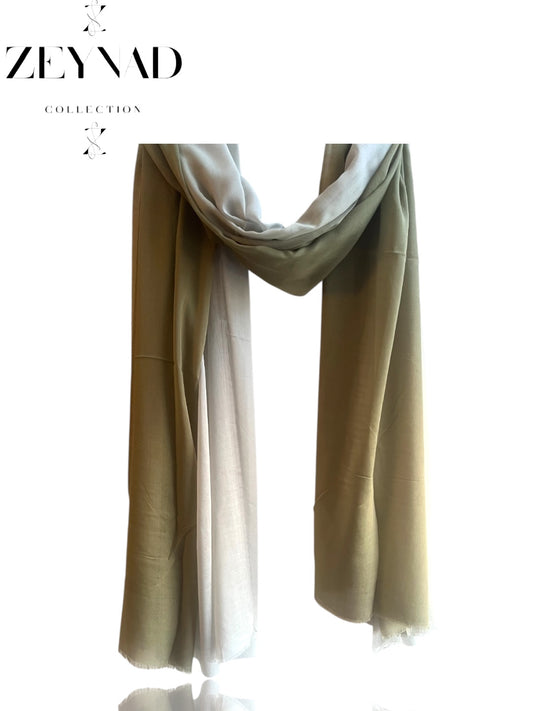 Gradient light nature green & white ombré modal hijab