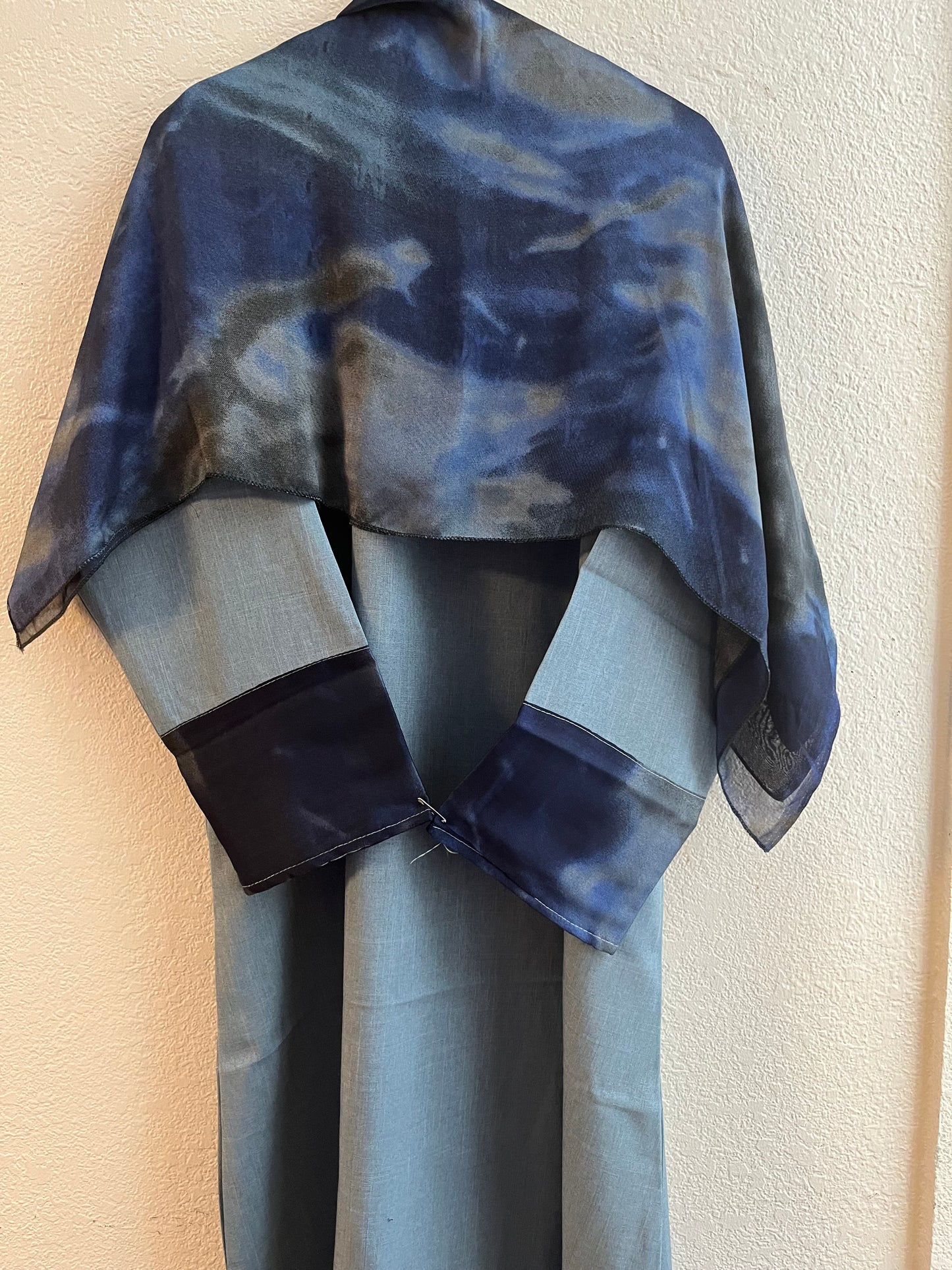 Intense watercolor-blue matching dress & hijab set