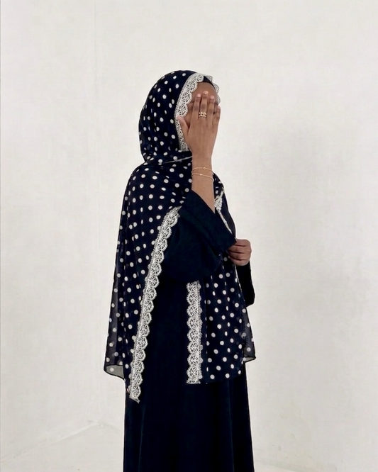 Midnight ZEYNAD polka dot lace hijab