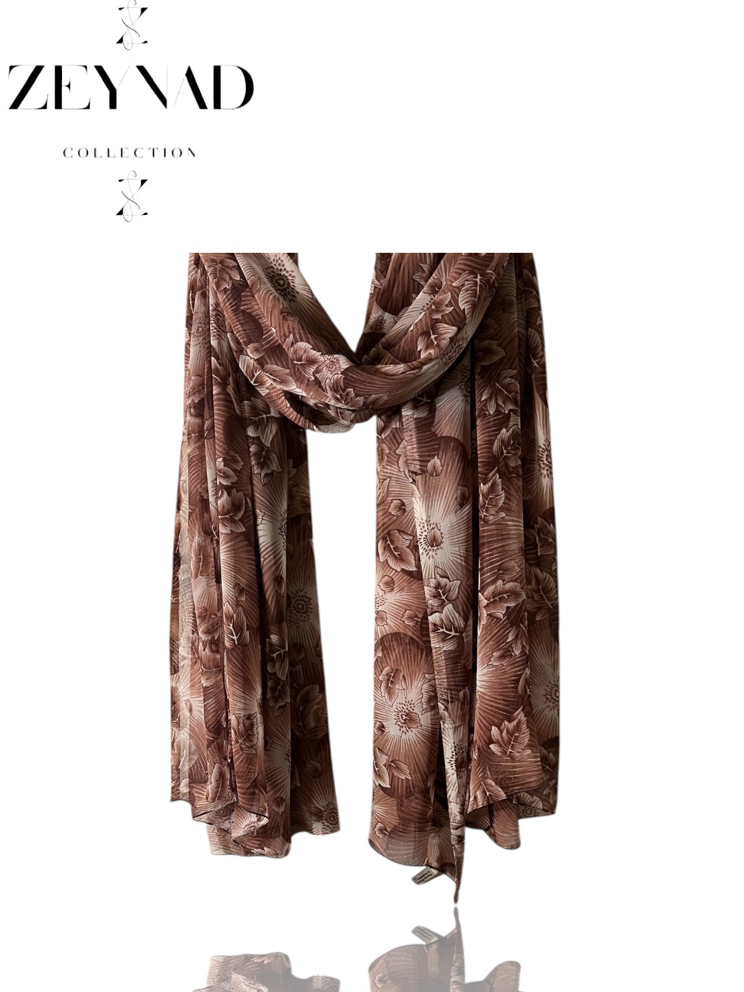 Intense vibrant floral detailed pink chiffon hijab