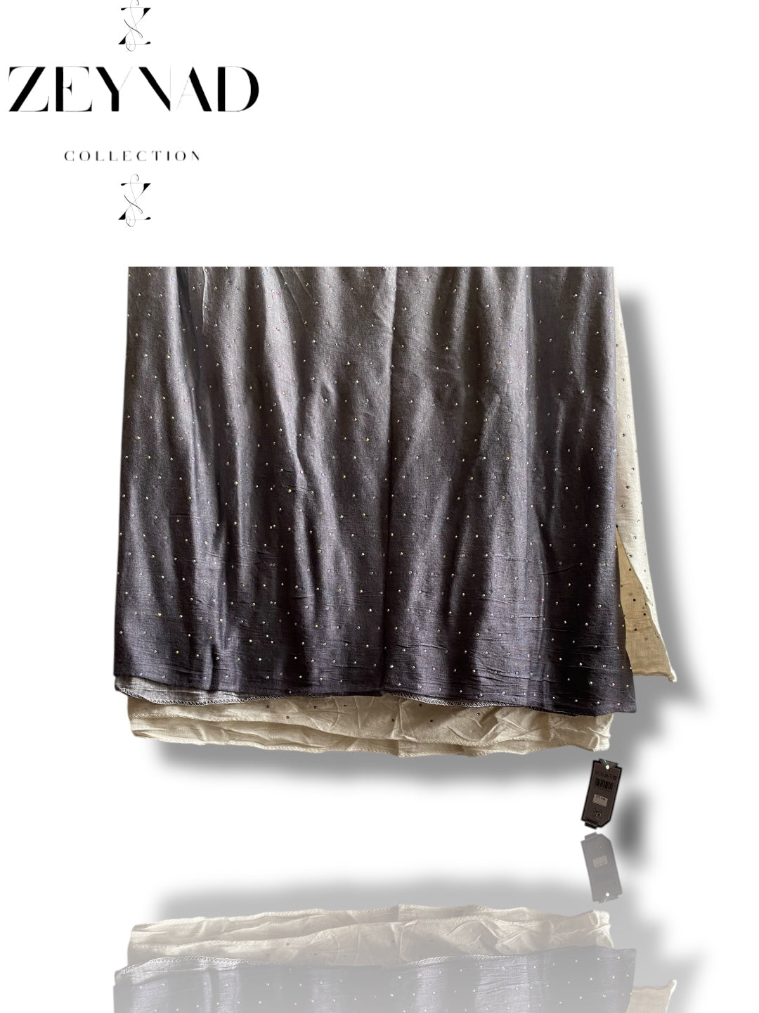 Grey & White Ombré Rhinestone Jersey Hijab