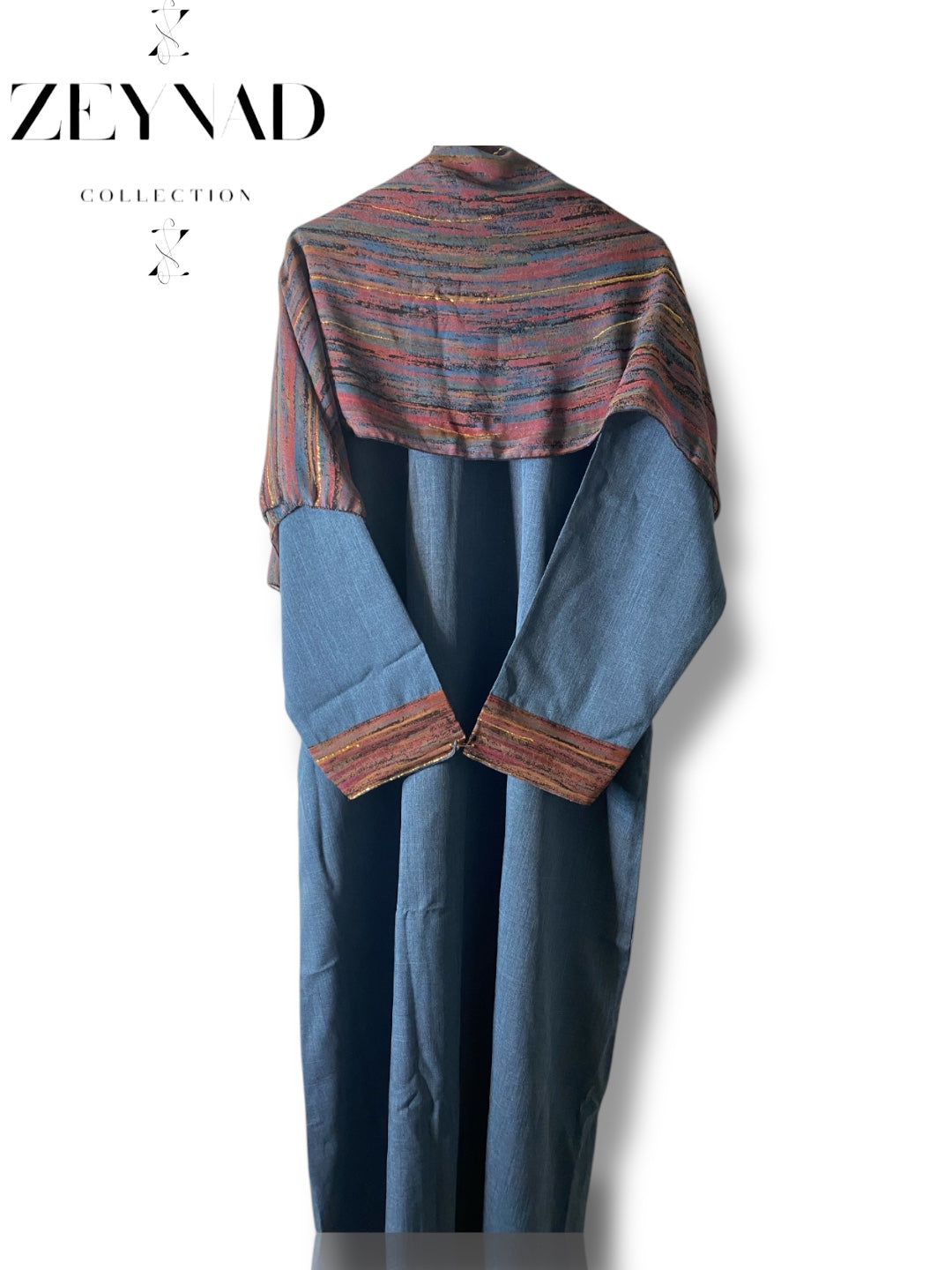 Sea blue & pink matching dress & hijab set