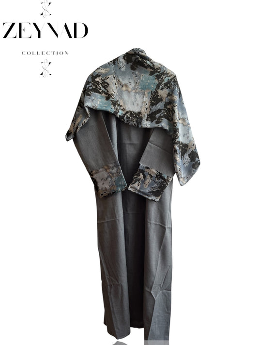 Intense ocean-inspired matching dress & hijab set