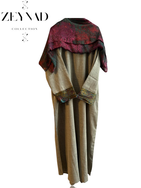 Starlight mix match yellow & maroon matching dress & hijab set