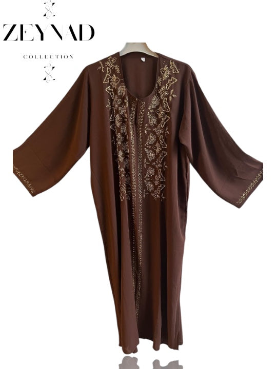Premium Brown & Gold Closed Abaya