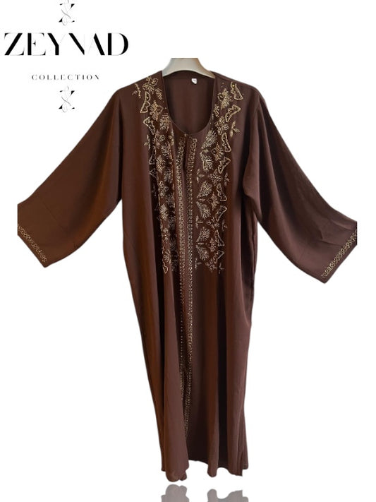 Premium Brown & Gold Closed Abaya