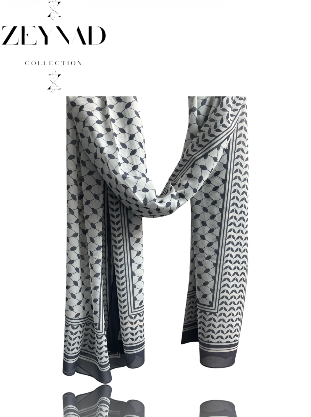 Grey fall keffiyeh chiffon print