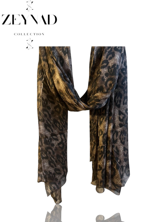 Limited Medium Brown Circle Cheetah Print Hijab