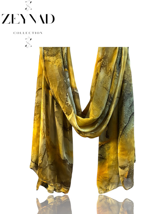 Vivid Yellow Watercolor Chiffon Hijab
