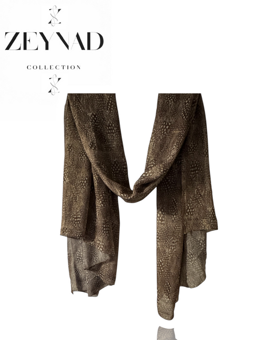 Blazing dotted dusted grey & brown cheetah print hijab