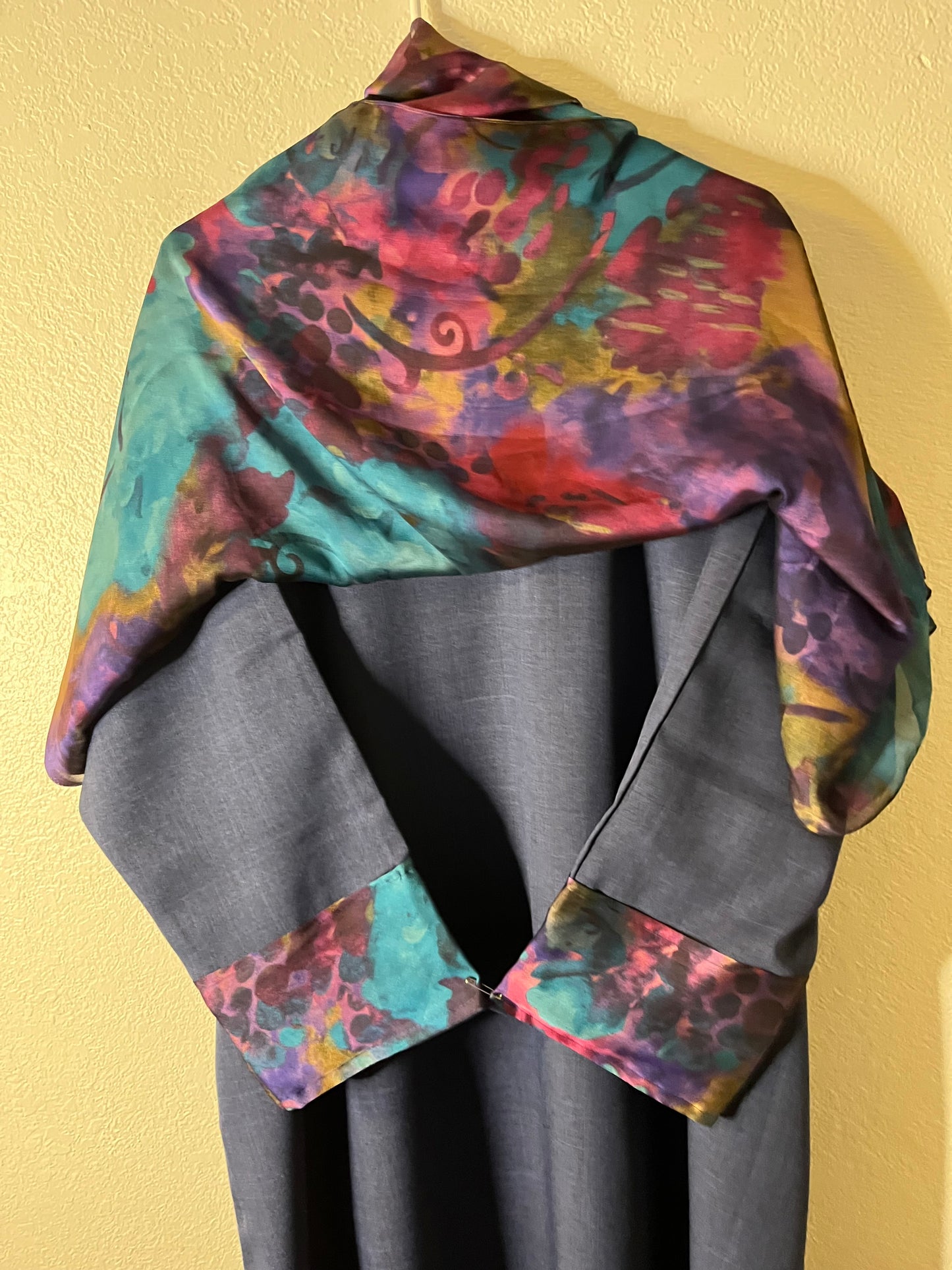 Dark blue & pink red swirl matching dress & hijab set